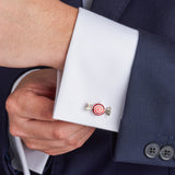 Sterling Silver Red And White Swirl Sweet Cufflinks