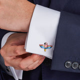 Sterling Silver Enamel Parrot Cufflinks