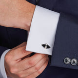 Sterling Silver Black Enamel Pyramid Detail Cufflinks