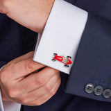 Sterling Silver Racing Car Cufflinks - Red