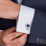 Sterling Silver Lapis Lazuli Bead Globe Cufflinks
