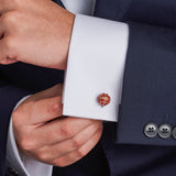 Sterling Silver Brown Enamel Football Cufflinks