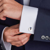 Sterling Silver Paddle Cufflinks with Sapphires