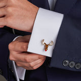 Sterling Silver Christmas Moose Cufflinks with Red Noses