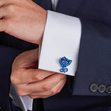 Sterling Silver Blue and Yellow Stingray Cufflinks