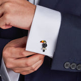 Sterling Silver Enamel Toucan Cufflinks