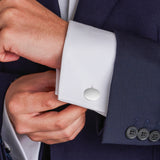 Sterling Silver Domed Oval Springback Cufflinks