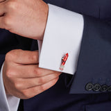 Sterling Silver Red Enamel Squid Cufflinks
