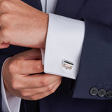 Sterling Silver Pyramid Shape Cufflinks With Grey Mother-of-Pearl Inlay