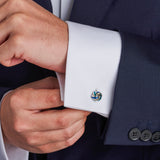 Sterling Silver Blue Enamel Knot Cufflinks