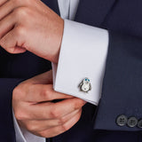 Sterling Silver Black Spinel Penguin Cufflinks