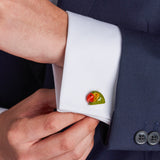 Sterling Silver Green Parrot Head Cufflinks