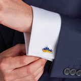 Sterling Silver Yellow And Blue Submarine Cufflinks