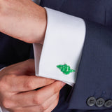 Sterling Silver Green Enamel Seashell Cufflinks