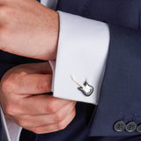 Sterling Silver Black Guitar Cufflinks