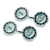 18ct White Gold Mother-of-Pearl Cufflinks with Diamonds