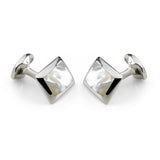 Sterling Silver Oblong Cufflinks with White Mother-of-Pearl Inlay