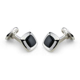 Sterling Silver Cushion Cufflinks with Onyx Inlay