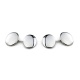 Sterling Silver Plain Domed Oval Cufflinks