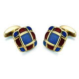 18ct Yellow Gold Cushion Style Enamel Cufflinks