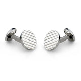 Sterling Silver Round Cufflinks with Engine-Turned Pattern