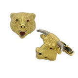 18ct Gold Bull and Bear Cufflinks with Ruby Eyes
