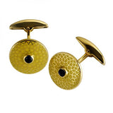 18ct Gold "Big Ben" Patterned Enamel Cufflinks