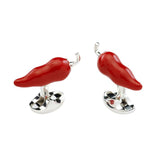 Sterling Silver Red Chilli Cufflinks
