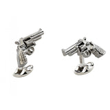 Sterling Silver Revolver Gun Cufflinks