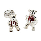 Sterling Silver Moveable Red Teddy Bear Cufflinks