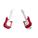 Sterling Silver Red Guitar Cufflinks