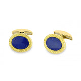 18ct Gold Wreath Cufflinks with Oval Stone Centre