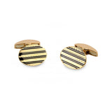 18ct Rose Gold Oval Engine Turned Cufflinks