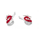 Sterling Silver Red Enamel Helicopter Cufflinks