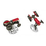 Sterling Silver Red Tractor Cufflinks