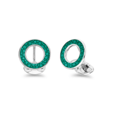 Sterling Silver Vitreous Enamel Shagreen Cufflinks - Green