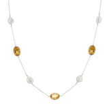 18ct White Gold 24" Citrine And Pearl Necklace