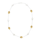 18ct White Gold 24" Citrine And Pearl Necklace