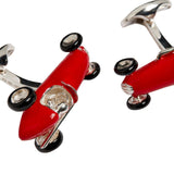 Sterling Silver Racing Car Cufflinks - Red