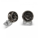 Jet Turbine Engine Cufflinks in Polished Black Rhodium