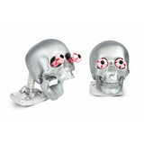 Eye Popping Skull Cufflinks in Silver Satin Finish