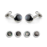 Sterling Silver Oval Grey Mother-Of-Pearl Dress Set