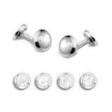 Sterling Silver Oval White Mother-Of-Pearl Dress Set