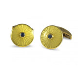 18ct Gold Round Cufflinks with Sapphire Centre