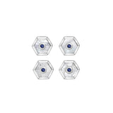 Sterling Silver Hexagonal Dress Stud Set - Mother-of-Pearl & Sapphire