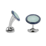 Sterling Silver Navy Blue, Sky Blue & Silver Enamel Cufflinks