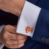Sterling Silver Orange and Black Stingray Cufflinks