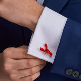Sterling Silver Red Enamel Lobster Cufflinks