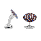 Sterling Silver Maroon Red with Royal Blue Spot Cufflinks