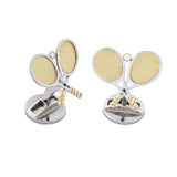 18ct Gold Tennis Racket Cufflinks With Diamond Ball